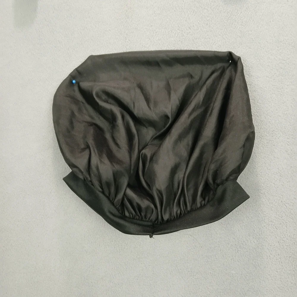 Evolve While Sleeping Bonnet Womens Black Soft Silk Elastic Band Hair Protection